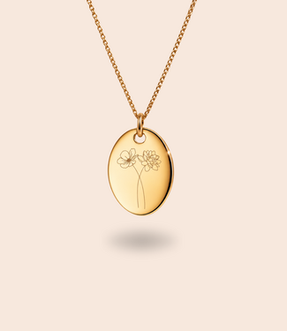 Ovale ketting met geboortebloemen