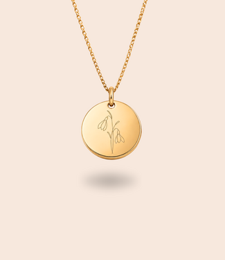 Coin ketting met geboortebloemen