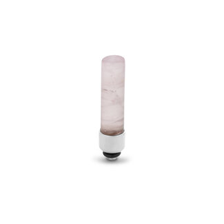 Melano Melano Twisted Gemstone Cilinder Steentje Zilver Rose Quartz