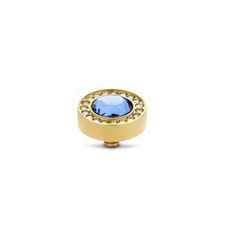 Melano Melano Twisted Halo CZ Steentje Goud Light Sapphire