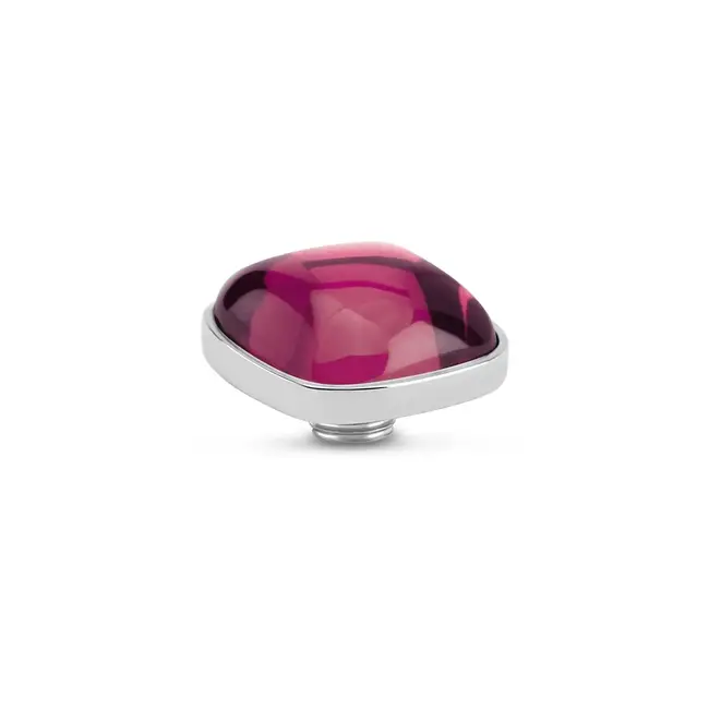 Melano Melano Vivid Bulb Square Steentje Zilver Fuchsia 12 mm