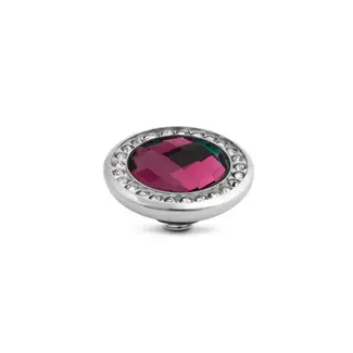 Melano Melano Vivid Crystal CZ Steentje Zilver  Fucsia 12 mm