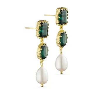 Earrings Stones & Pearls green