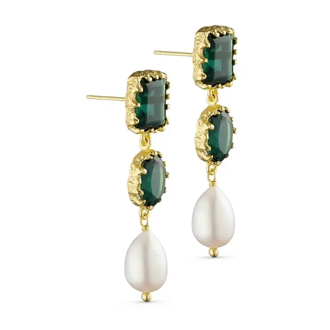 Pure Earrings Stones & Pearls green