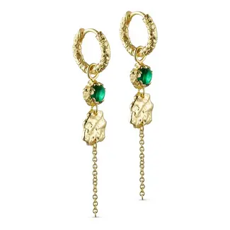 Pure earrings hoops pendant green