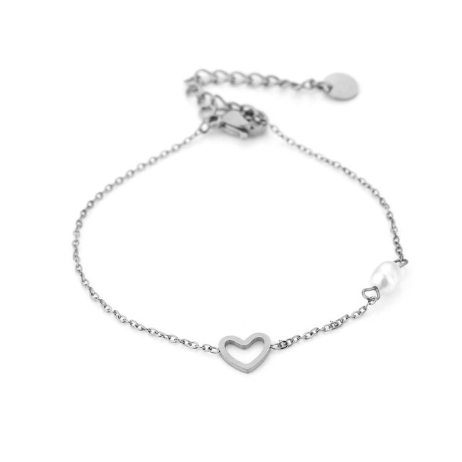 Love armband met pareltje zilver