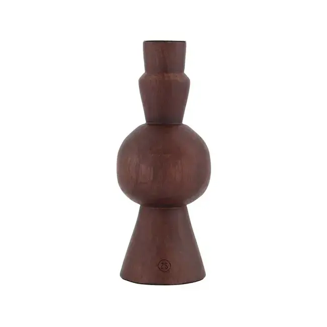 Zusss Zusss Houten kandelaar met bolling L walnootbruin