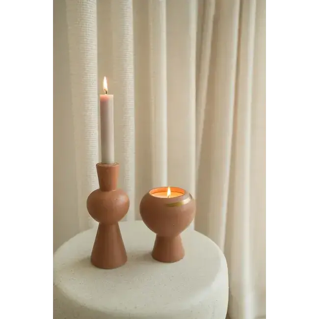 Zusss Zusss Keramieken kandelaar met bolling poederroze spikkels