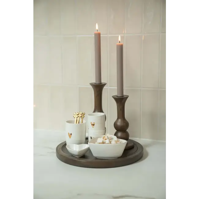 Zusss Zusss houten kandelaar L donkerbruin