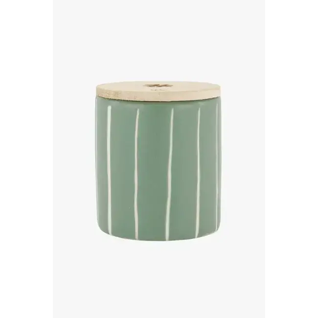 Zusss Zusss Keramieken geurkaars met houten deksel klavertje salie