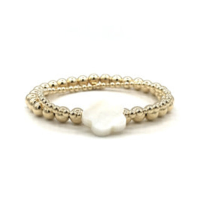 Armcandy by Syl Armcandy by Syl armband Lieve met real gold plated balletjes en witte parel bloem