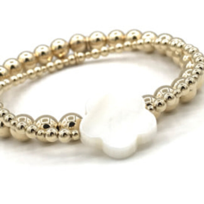 Armcandy by Syl Armcandy by Syl armband Lieve met real gold plated balletjes en witte parel bloem