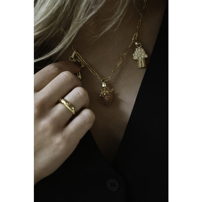 All The Luck In The World Goldplated Bedel Aardbei Zirconia