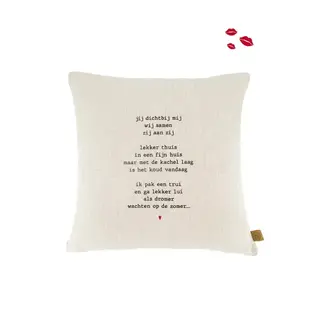 Zusss zusss kussen gedicht jij dichtbij mij 45x45cm zand