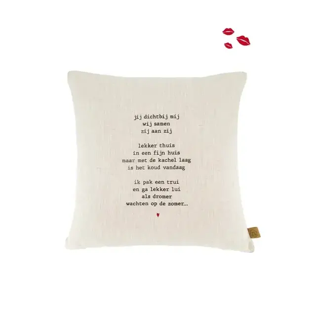 Zusss zusss kussen gedicht jij dichtbij mij 45x45cm zand