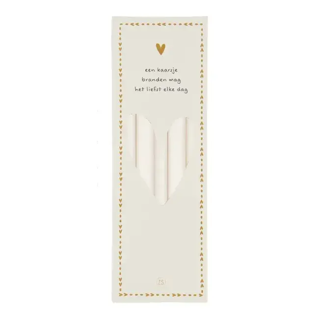 Zusss Zusss Doosje met 10 smalle kaarsjes  off white 17cm