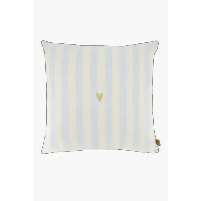Zusss Zusss kussen hartje streepje 45x45 cm blauw/zand