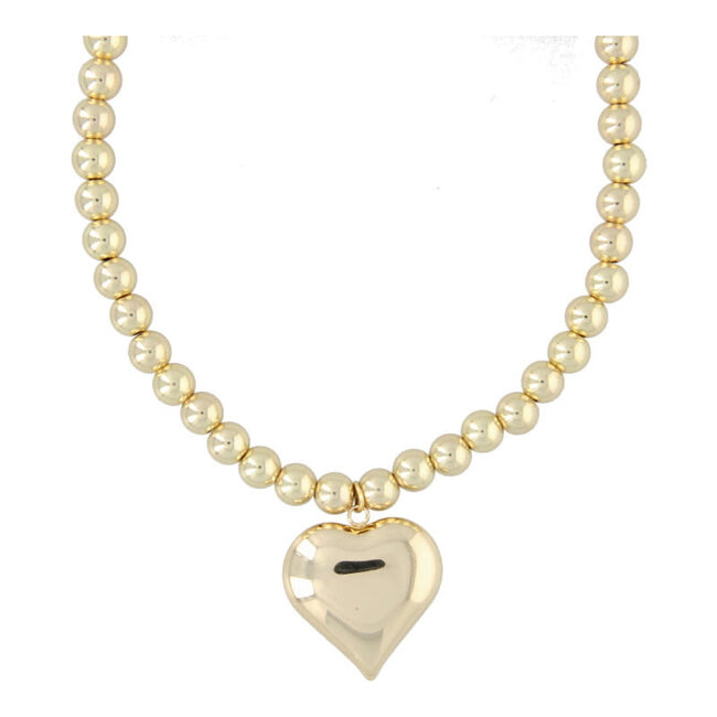 Fushi Fushi KETTING 8MM 14KRT VERGULD GOUD MET GOUDEN METALEN HART
