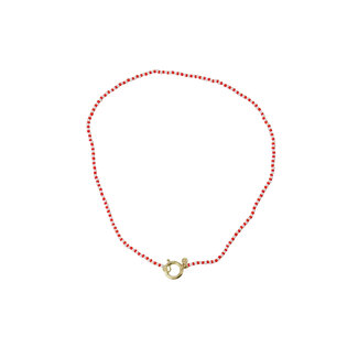 Zusss Zusss Ketting van streep kraaltjes wit/rood