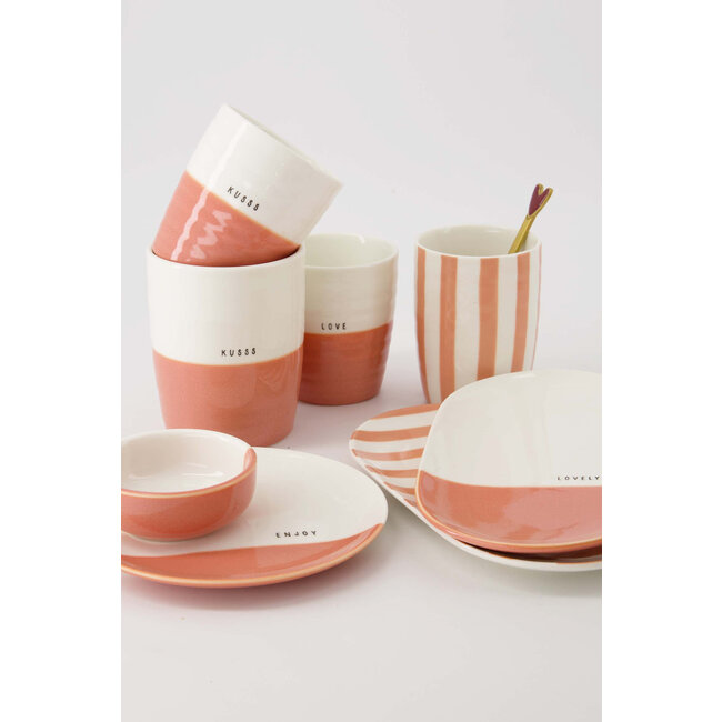 Zusss Gebaksbordje Enjoy wit/roze