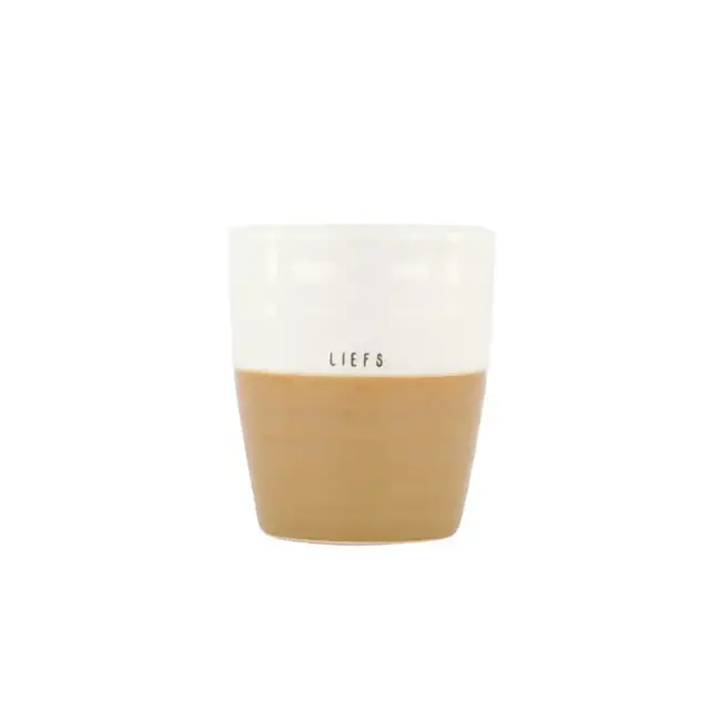 Koffiemok Liefs - Wit/Oker