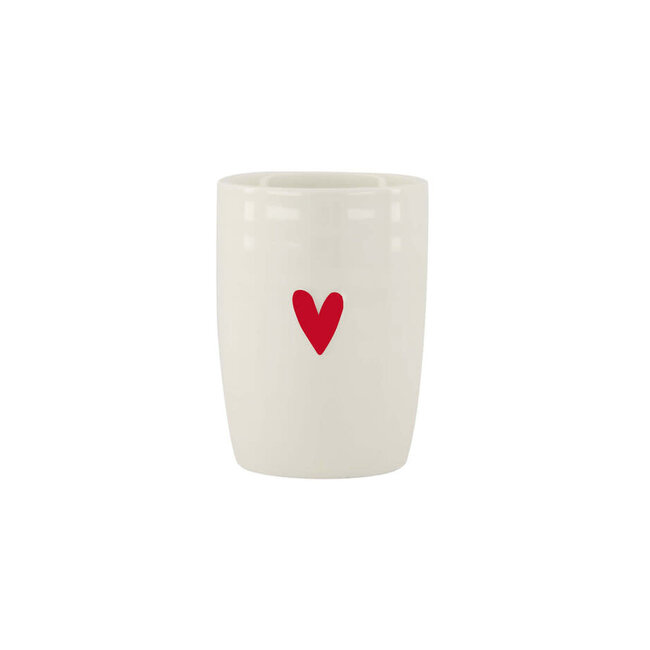 Koffiemok hartje - wit/rood