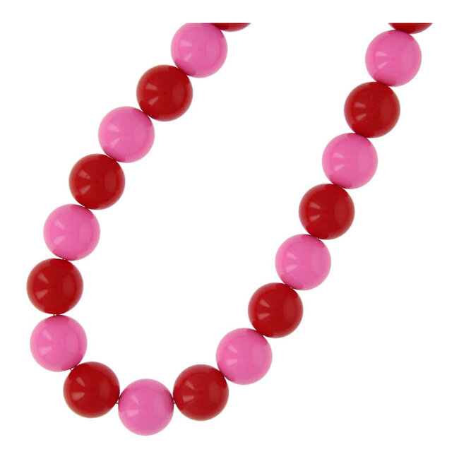 Fushi Fushi ketting 16mm acryl kralen rood en roze