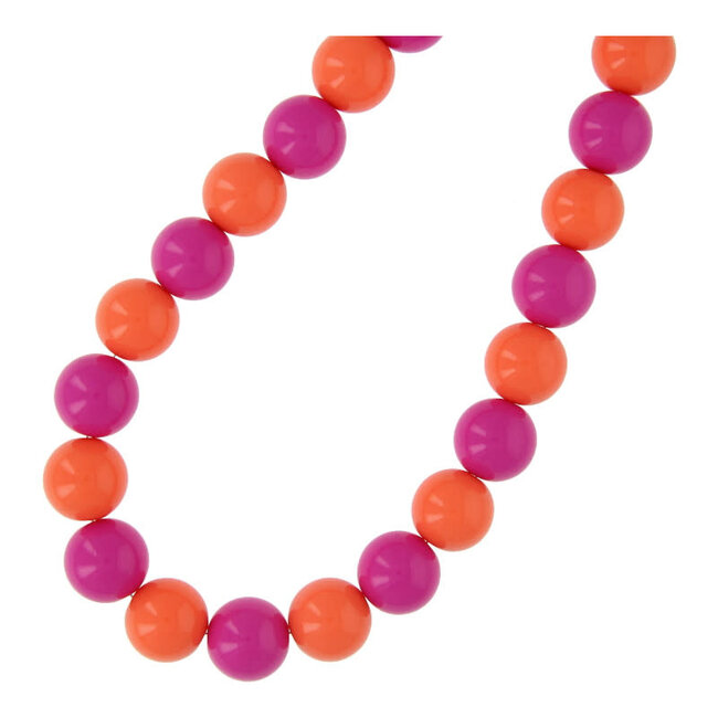 Fushi Fushi ketting 16mm acryl kralen oranje en fuchsia