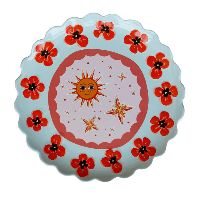 All The Luck In The World All the Luck in the World - Large Round Plate Blue with Poppies