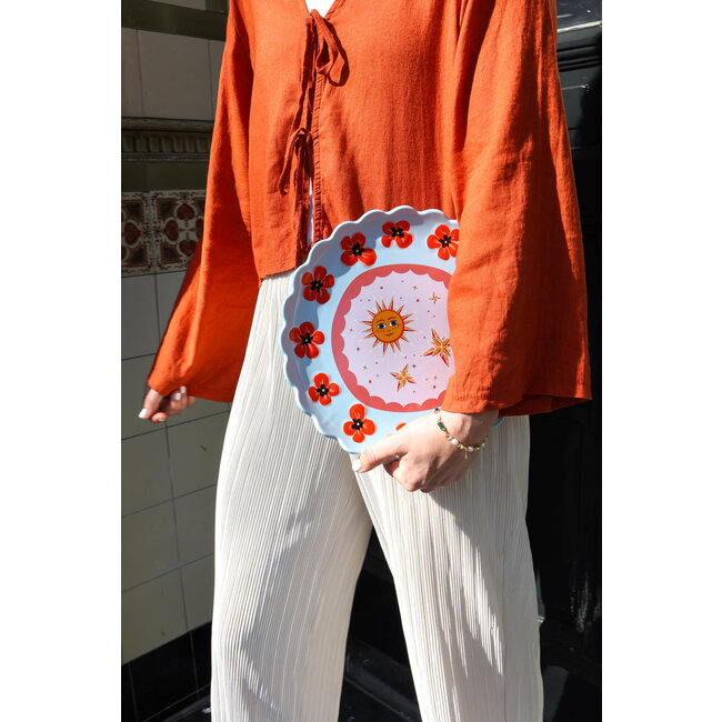 All The Luck In The World All the Luck in the World - Large Round Plate Blue with Poppies