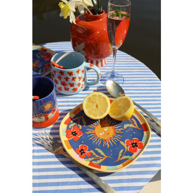 All The Luck In The World All the Luck in the World - Plate Dark Blue with Sun and Flowers