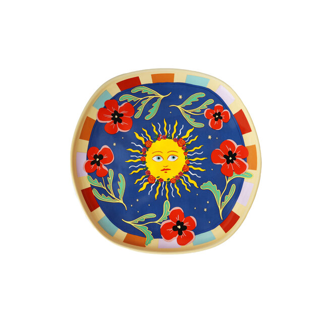 All The Luck In The World All the Luck in the World - Plate Dark Blue with Sun and Flowers