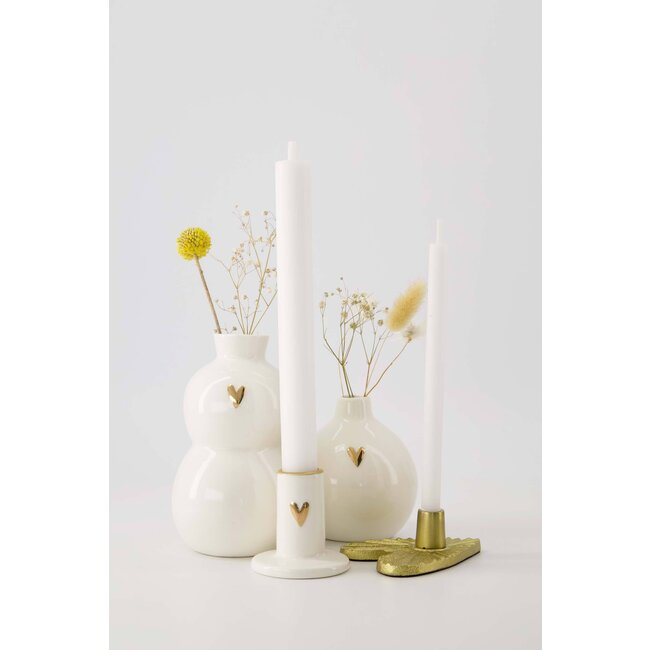 Zusss Zusss Vaasje keramiek hartje M wit/goud
