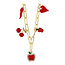 Fushi Fushi Ketting metaal schakel bedel met rode bedels - appel
