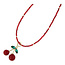 Fushi Fushi Ketting dyed turquoise rood met kers hanger