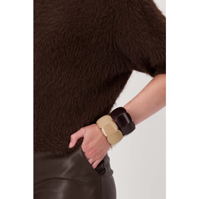 Zusss Zusss brede kralen armband -  humus