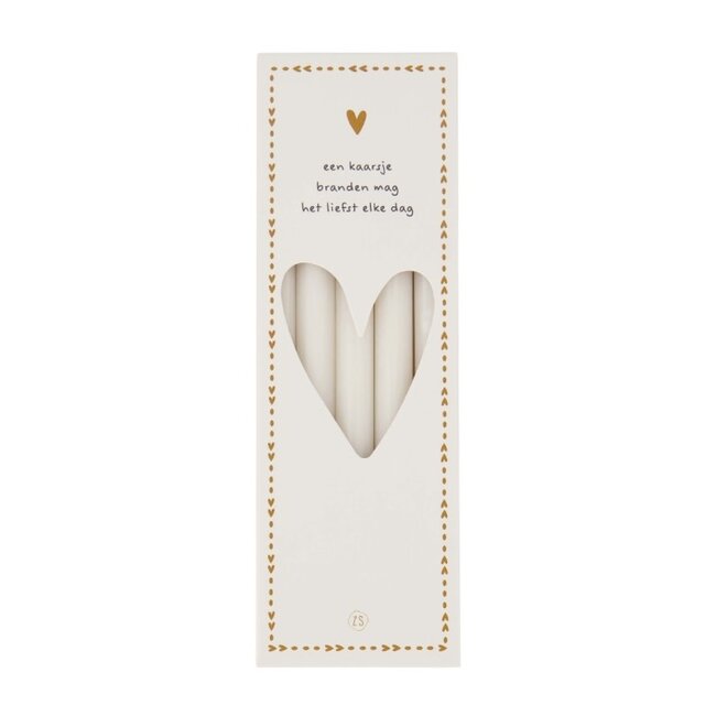 Zusss Zusss doosje met smalle kaarsjes - oﬀ white