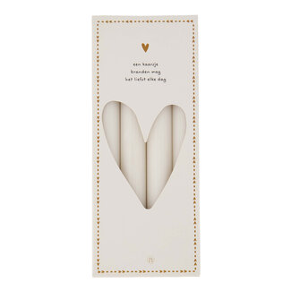 Zusss Zusss set van 4 rustieke kaarsen 20cm - oﬀ white