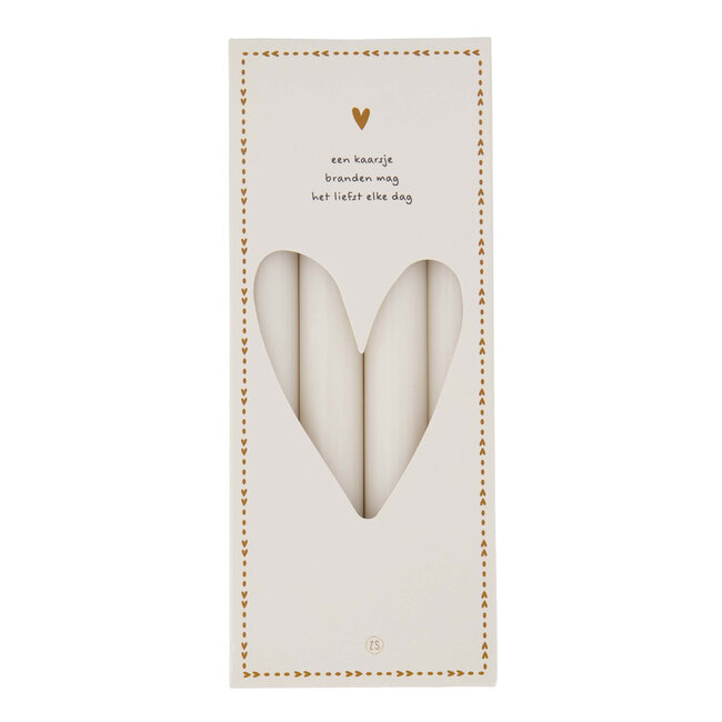 Zusss Zusss set van 4 rustieke kaarsen 20cm - oﬀ white