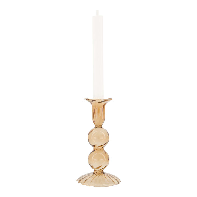 Zusss Zusss kandelaar glas bolling L -  bruin