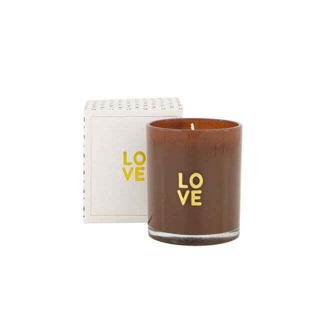 Zusss Zusss geurkaars glas in doosje love bruin