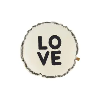 Zusss Zusss kussen rond love 45cm zand/antracietgrijs