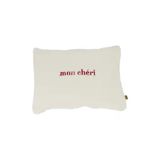 Zusss Zusss kussen teddy mon cheri 35x25cm wit/rood