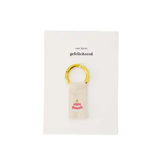 Zusss Zusss ansichtkaart sleutelhanger taart wit/roze