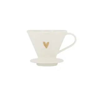 Zusss Zusss koffiefilterhouder keramiek hartje wit/goud