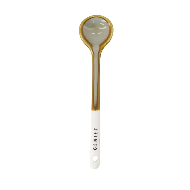 Zusss Zusss lepeltje keramiek geniet wit/grijsblauw