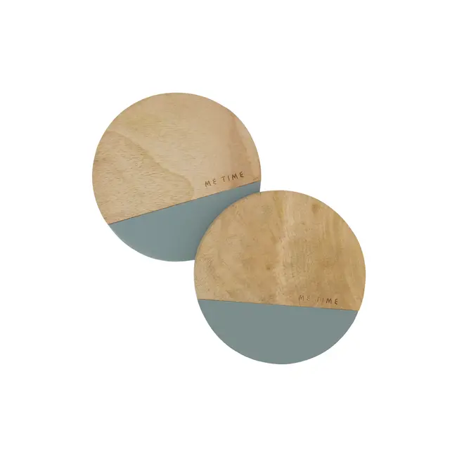 Zusss Zusss set van 2 onderzetters hout me time grijsblauw/naturel