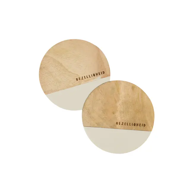 Zusss Zusss set van 2 onderzetters hout gezelligheid zand/naturel