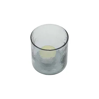 Zusss Zusss waxinelichthouder hammered glas M grijsblauw