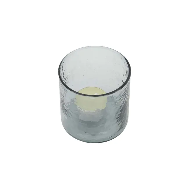 Zusss Zusss waxinelichthouder hammered glas M grijsblauw
